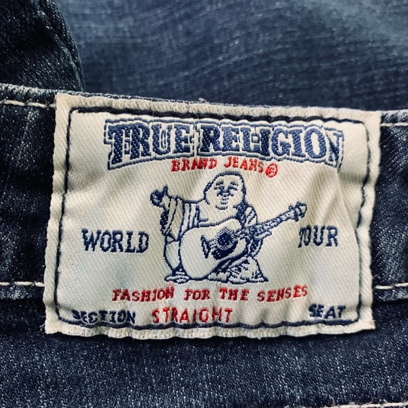 True Religion White Embroider Silver Embellishment Sequin Straight Sparkly Jeans - Picture 7 of 13